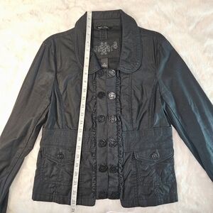White House Black Market Black Utility Jacket with Button Accents